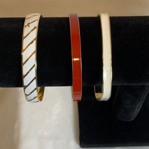 Metal enamel bracelets. Set of three.